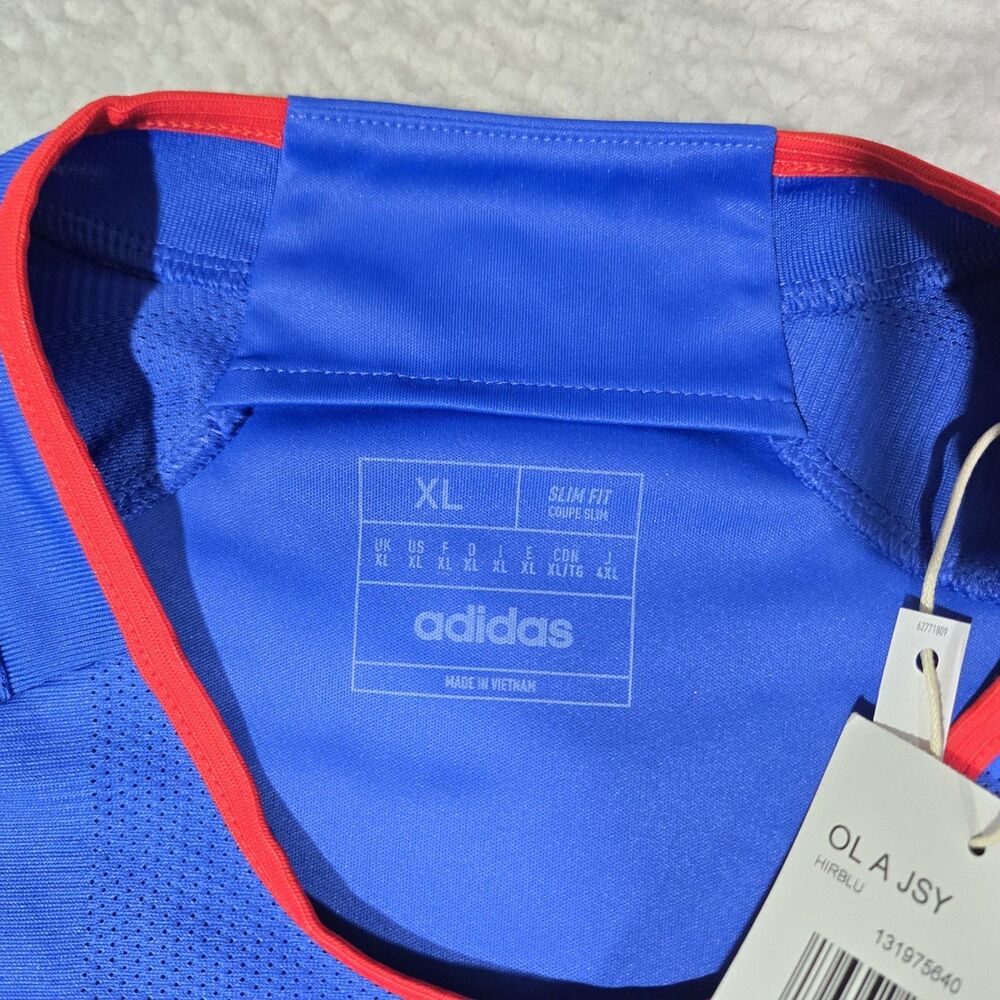 Adidas Olympique Lyonnais 2023-24 Away Jersey Blue Red IB0907 Mens XL Slim Fit - Picture 4 of 9